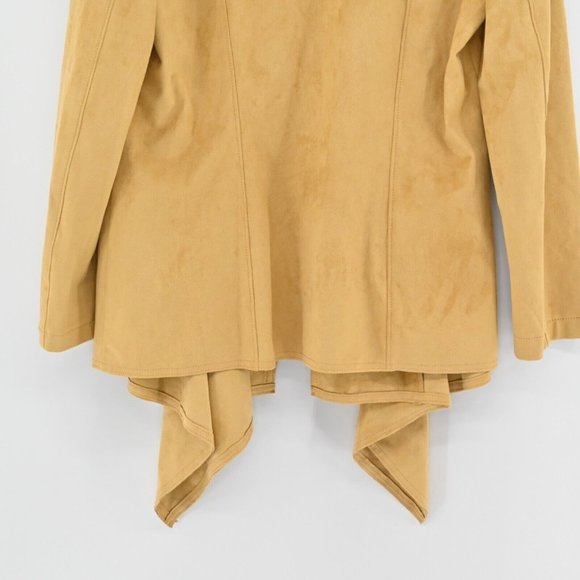 New VAKKO FOR INC INTERNATIONAL CONCEPTS Womens XL Draped Jacket Tan Faux Suede - Picture 6 of 10
